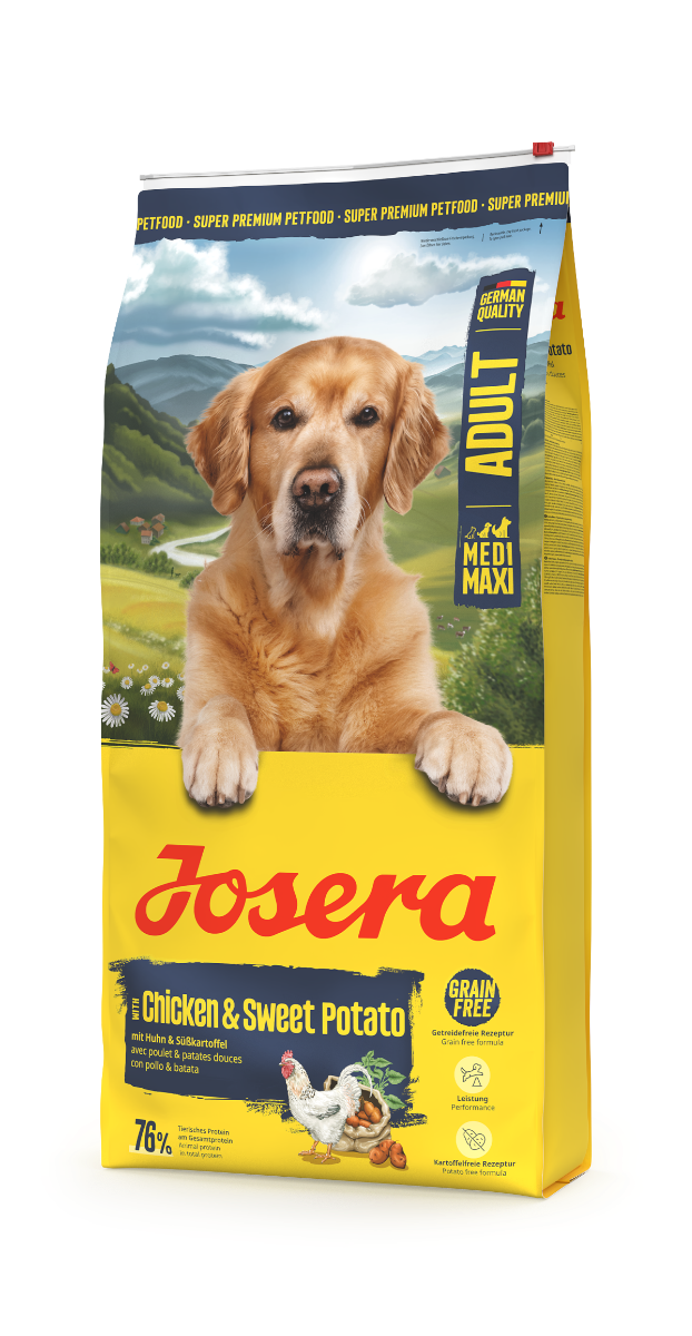 Josera Adult Hundefutter mit Huhn & Süßkartoffel für mittelgroße bis große Hunde – 12 kg Sack mit getreidefreier Rezeptur