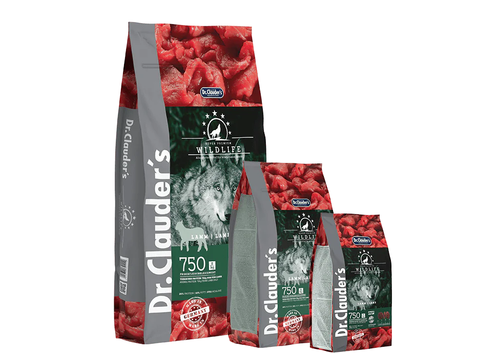 Dr. Clauder’s Wildlife Lamm Trockenfutter Übersicht aller Verpackungsgrößen