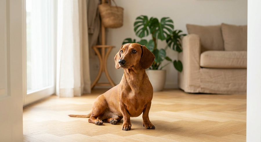 Französische Bulldogge Portrait in einem hellen skandinavischen Wohnzimmer