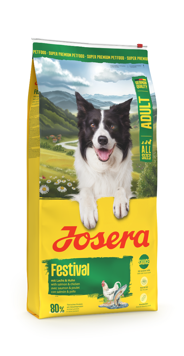 Josera Festival 12kg Seitenansicht mit Fuetterungsempfehlung