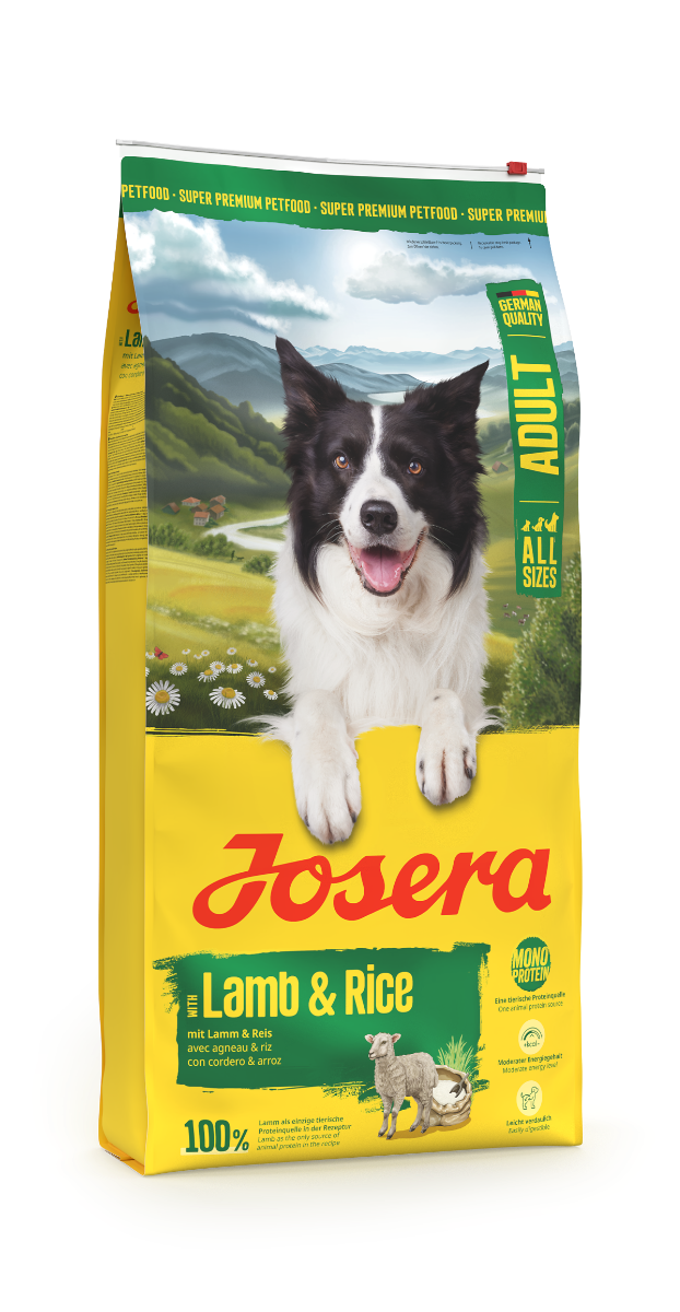 Josera Lamb and Rice 12kg Seitenansicht mit Fuetterungsempfehlung