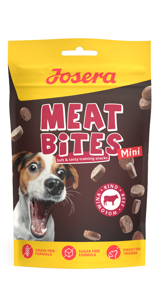 Josera Meat Bites Mini Rind Trainingssnack fuer kleine Hunde 90% Fleisch