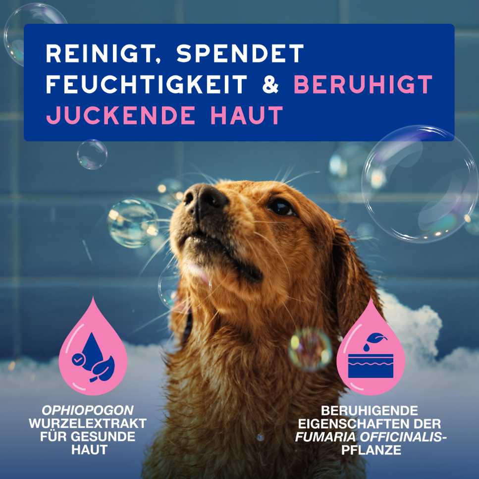 SPA Hundeshampoo reinigt, spendet Feuchtigkeit und beruhigt juckende Haut
