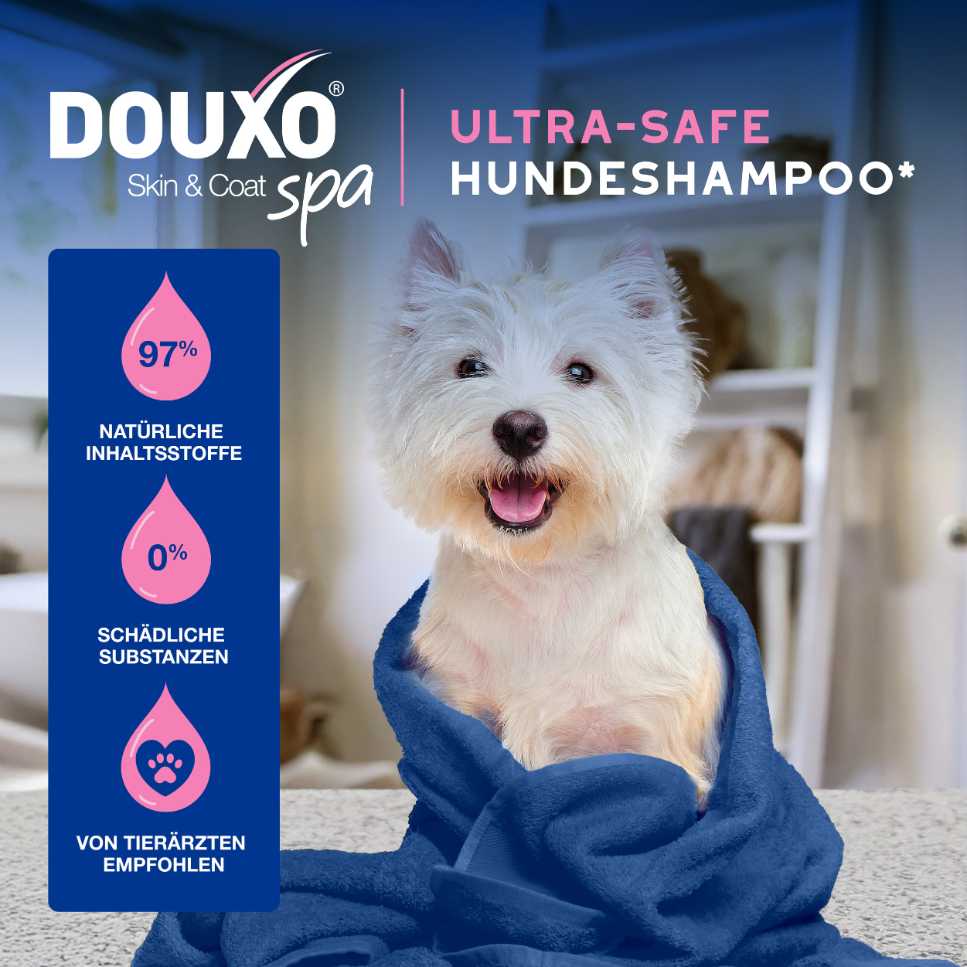 SPA Hundeshampoo mit 97% natürlichen Inhaltsstoffen, tierärztlich empfohlen