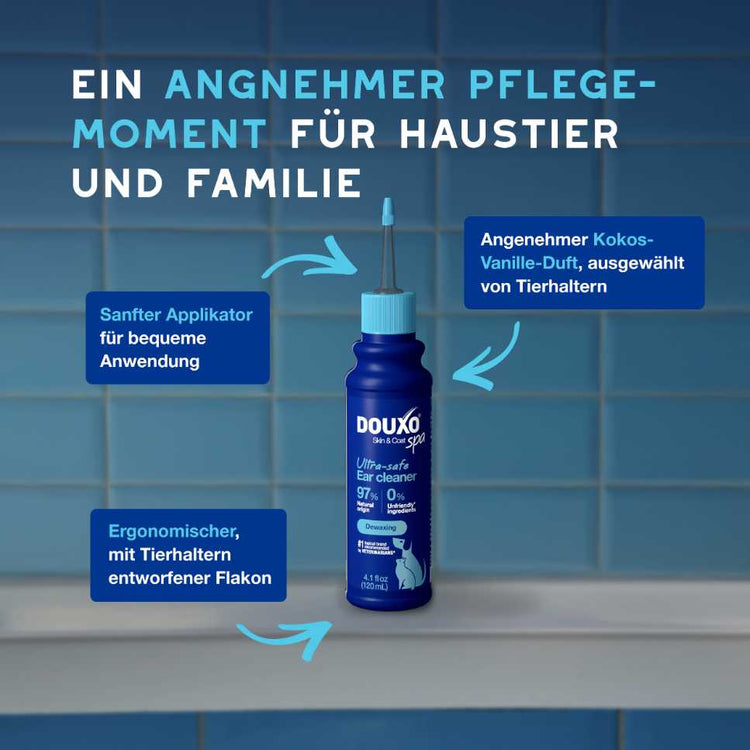 SPA Ohrenreiniger Hunde Katzen mit sanftem Applikator und Kokos-Vanille-Duft