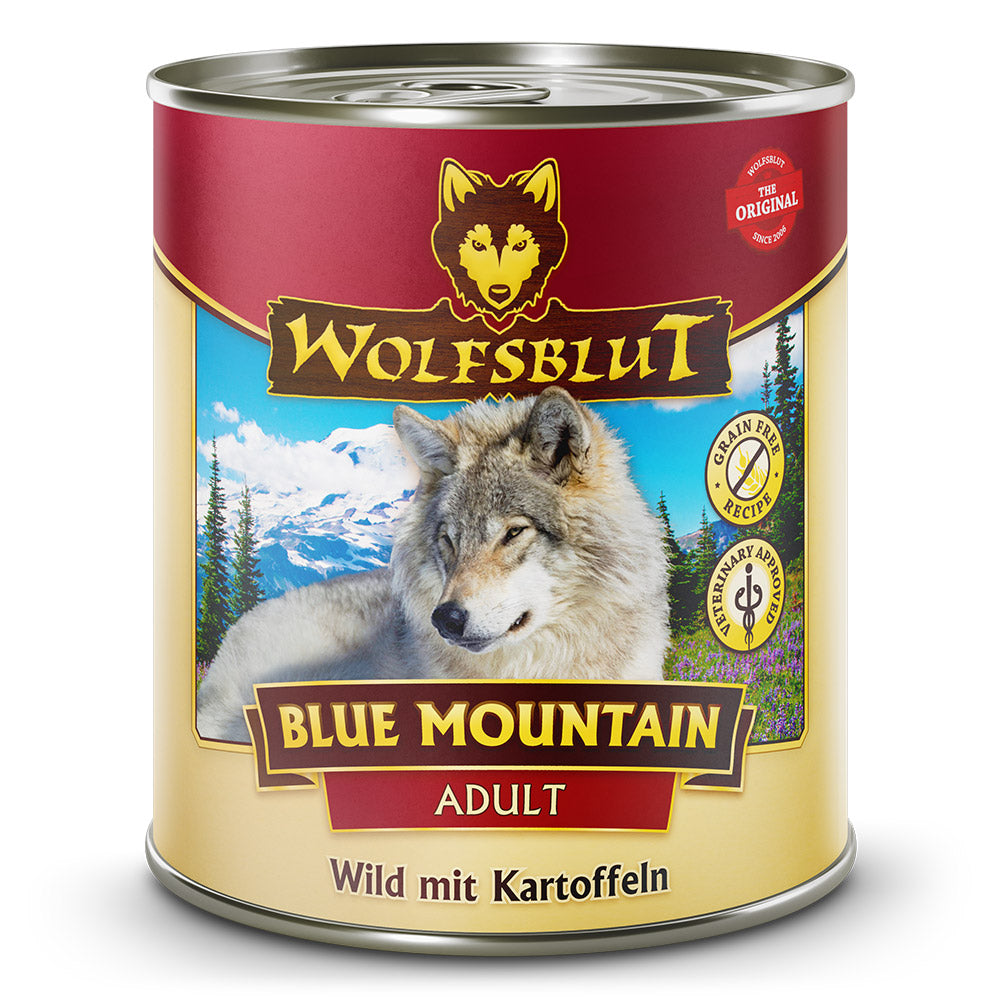Wolfsblut Blue Mountain Nassfutter mit Wild Nassfutter – Verpackung Vorderseite