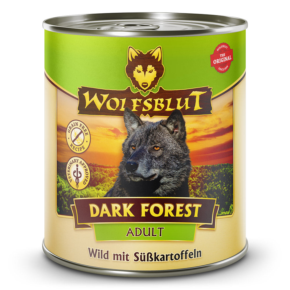 Wolfsblut Dark Forest Nassfutter mit Wild Nassfutter – Verpackung Vorderseite