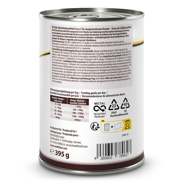 Wolfsblut VetLine Gastrointestinal Nassfutter Nassfutter – Verpackung Rueckseite mit Zusammensetzung