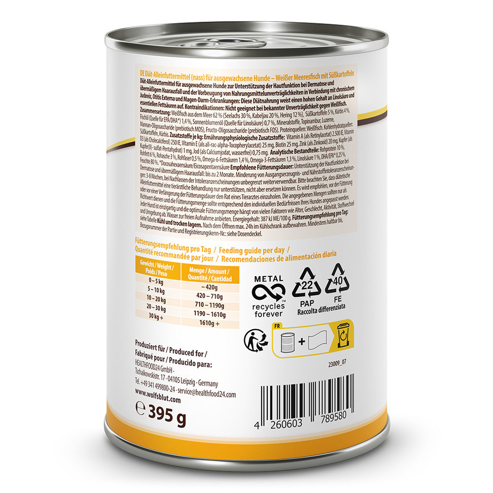 Wolfsblut VetLine Skin & Coat Nassfutter Nassfutter – Verpackung Rueckseite mit Zusammensetzung