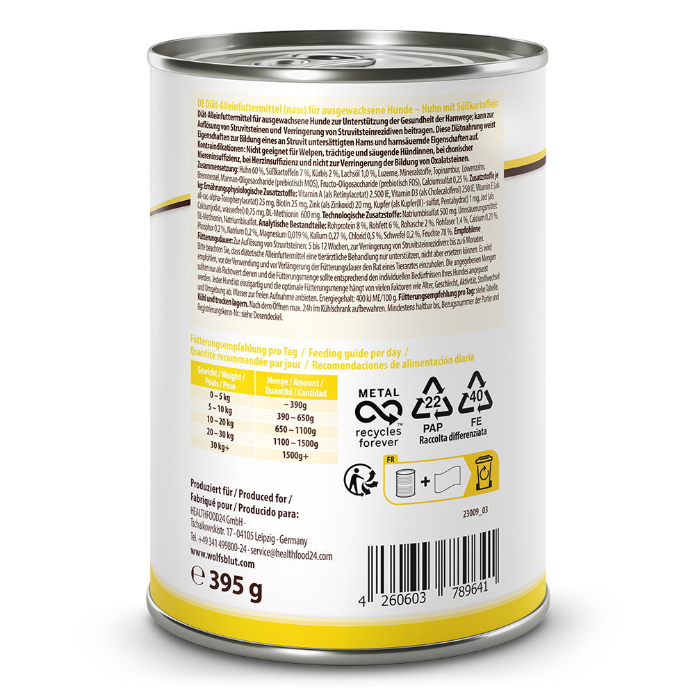 Wolfsblut VetLine Urinary Nassfutter Nassfutter – Verpackung Rueckseite mit Zusammensetzung