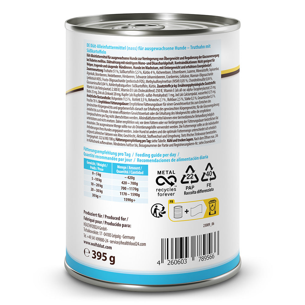 Wolfsblut VetLine Weight Management Nassfutter Nassfutter – Verpackung Rueckseite mit Zusammensetzung