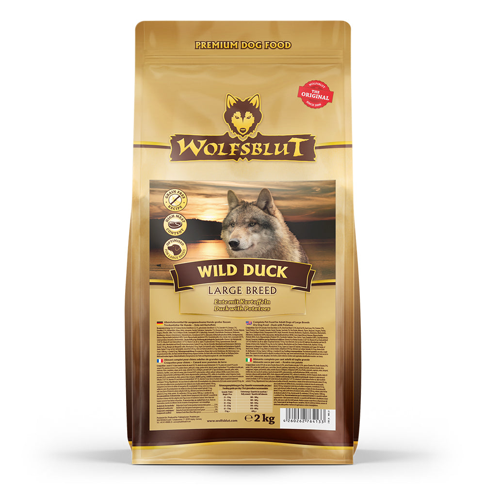Wolfsblut Wild Duck Large Breed Trockenfutter – Verpackung Frontalansicht