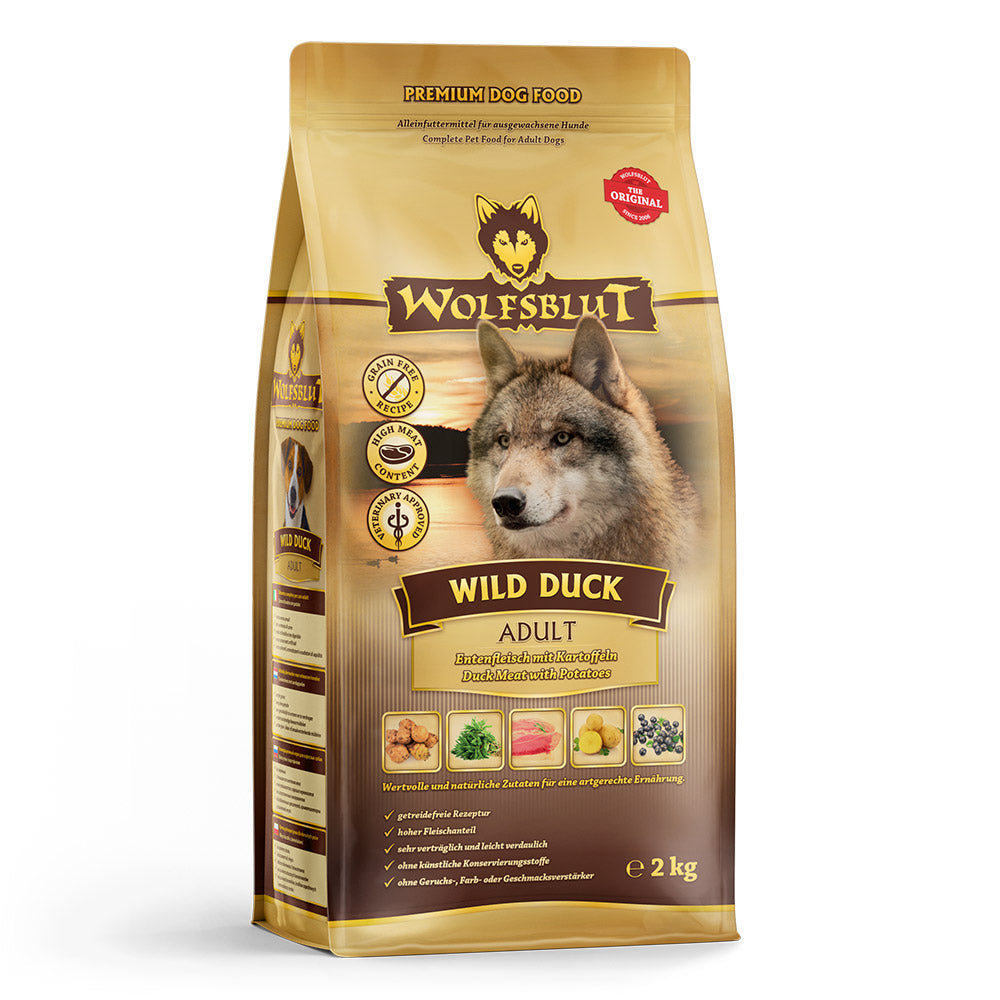Wolfsblut Wild Duck Trockenfutter – Verpackung Vorderseite
