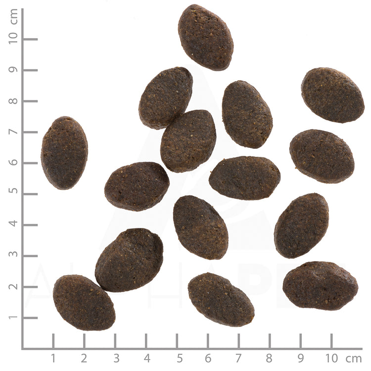 Wolfsblut Wild Pacific Kroketten im Größenvergleich mit Lineal