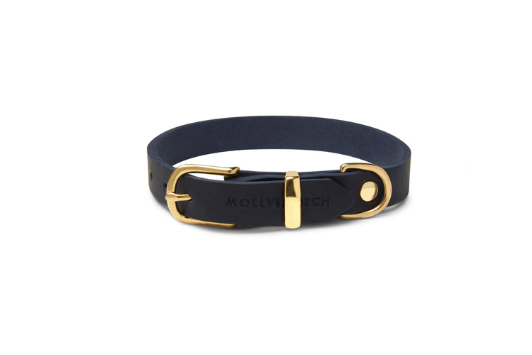 Marineblaues handgefertigtes Premium Leder Hundehalsband von Dogs Supreme